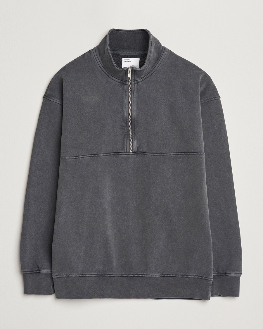 Uomini | Maglieria | Colorful Standard | Classic Organic Half-Zip Faded Black