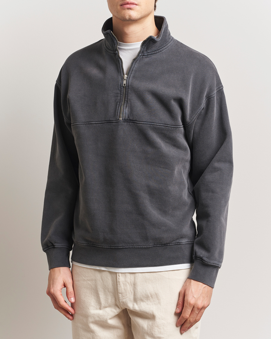 Uomini | Maglieria | Colorful Standard | Classic Organic Half-Zip Faded Black