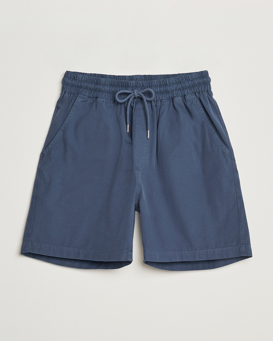 Uomini | Pantaloncini | Colorful Standard | Classic Organic Twill Drawstring Shorts Petrol Blue
