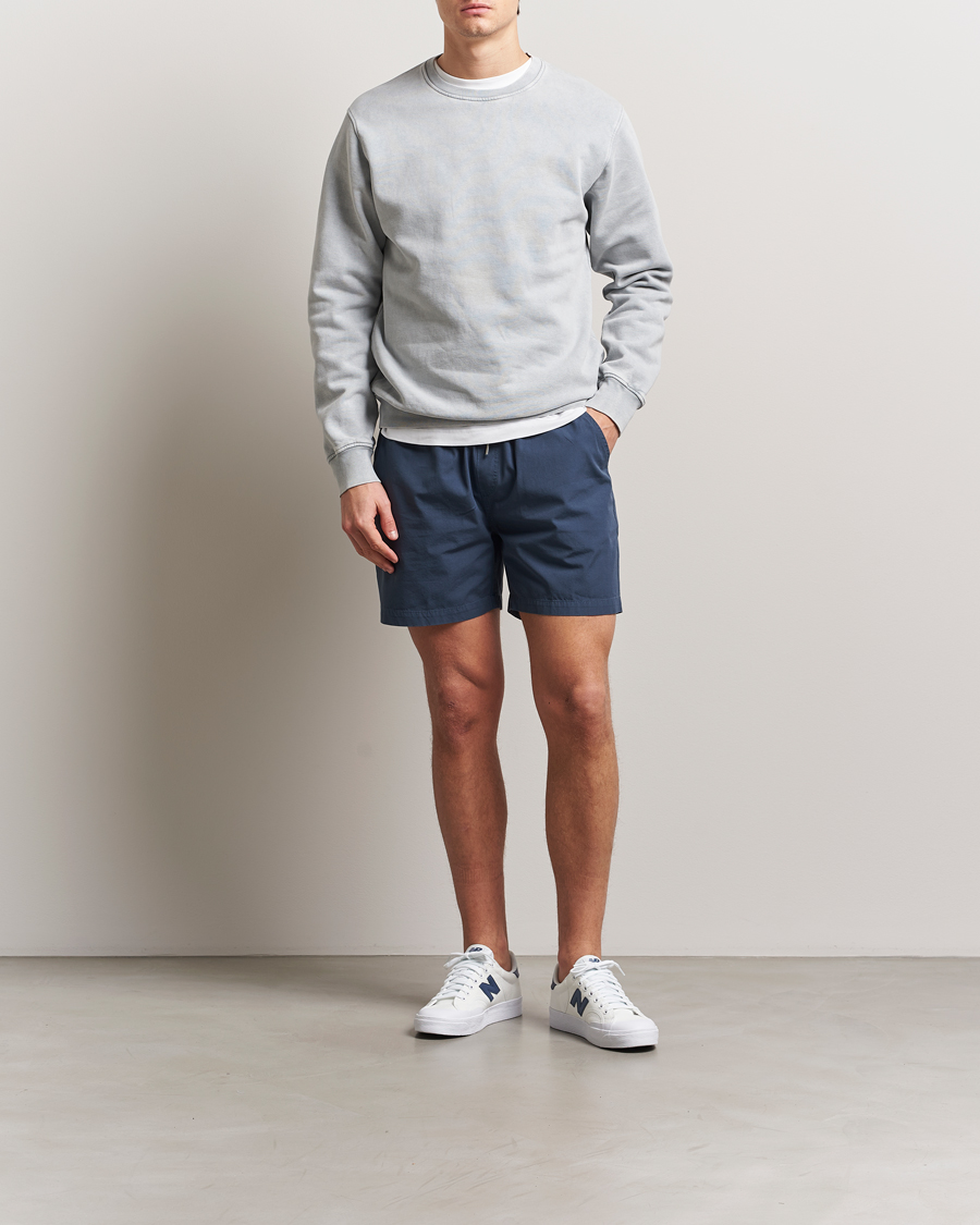 Uomini | Pantaloncini | Colorful Standard | Classic Organic Twill Drawstring Shorts Petrol Blue