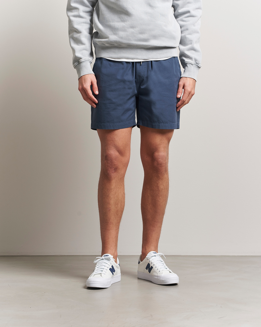 Uomini | Pantaloncini | Colorful Standard | Classic Organic Twill Drawstring Shorts Petrol Blue
