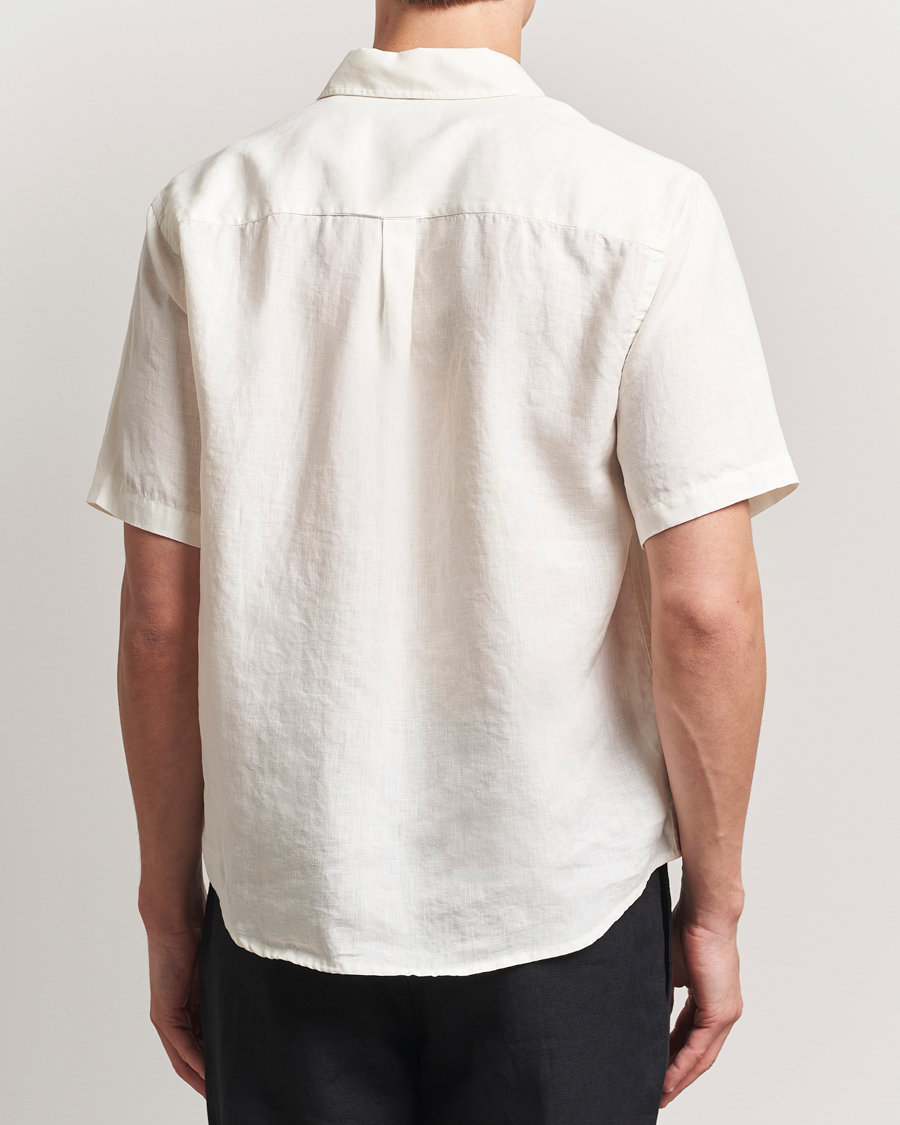 Uomini | Camicie | Colorful Standard | Garment Dyed Linen Short Sleeve Shirt Ivory White