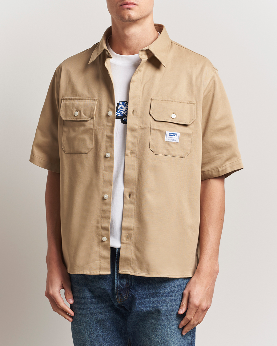 Uomini | Camicie | HUGO | Ekyno Short Sleeve Shirt Medium Beige