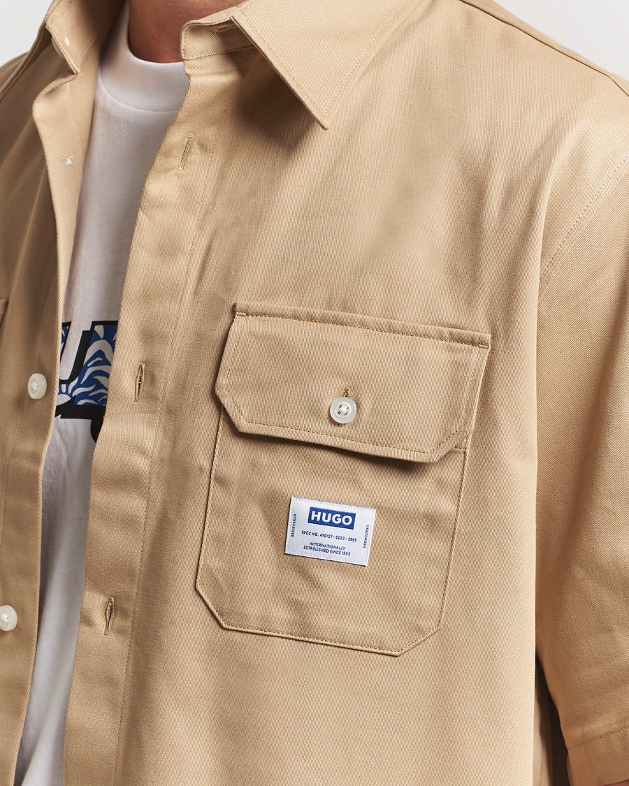 Uomini | Camicie | HUGO | Ekyno Short Sleeve Shirt Medium Beige