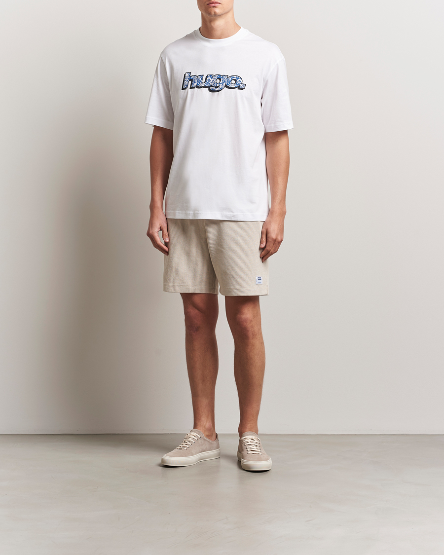 Uomini | Pantaloncini | HUGO | Nuwfallo Waffle Sweatshorts Open White