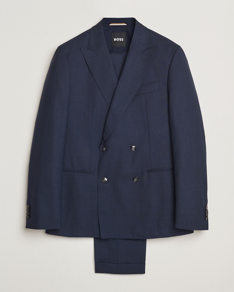 Uomini | Abiti | BOSS BLACK | Huge Wool Double Breasted Suit Navy