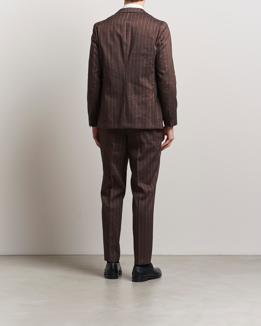 Uomini | Abiti | BOSS BLACK | Hanry Wool Pinstriped Suit Dark Brown