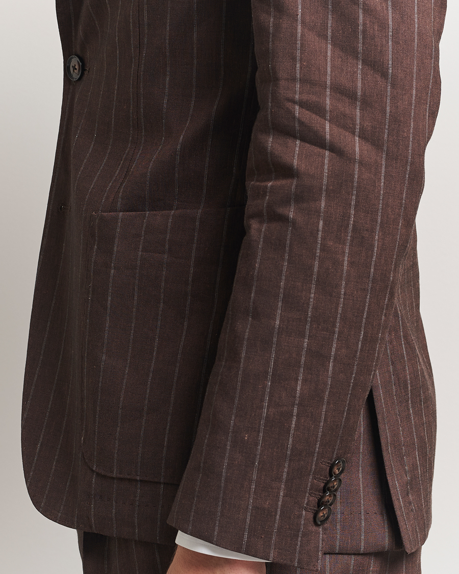 Uomini | Abiti | BOSS BLACK | Hanry Wool Pinstriped Suit Dark Brown