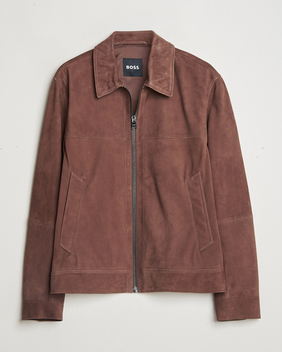 Uomini | Giacche | BOSS BLACK | Malbano Suede Jacket Dark Brown