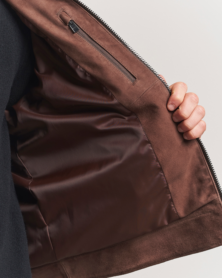 Uomini | Giacche | BOSS BLACK | Malbano Suede Jacket Dark Brown