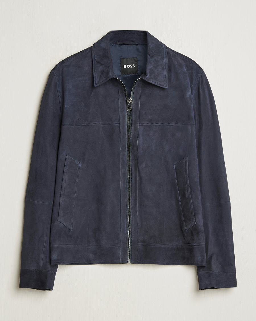 Uomini | Giacche | BOSS BLACK | Malbano Suede Jacket Dark Blue