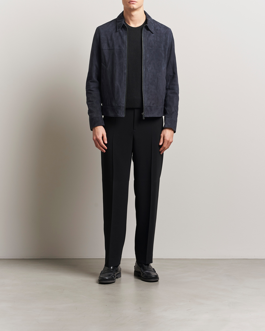 Uomini | Giacche | BOSS BLACK | Malbano Suede Jacket Dark Blue