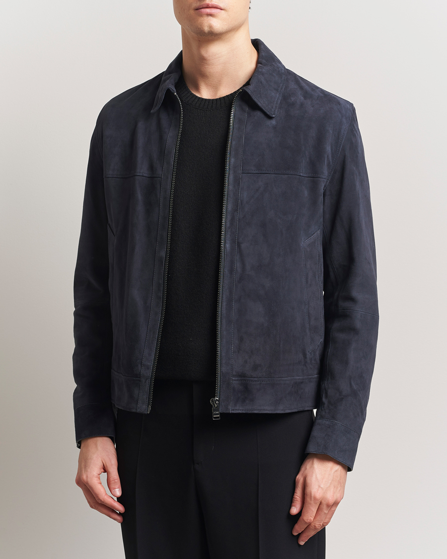 Uomini | Giacche | BOSS BLACK | Malbano Suede Jacket Dark Blue