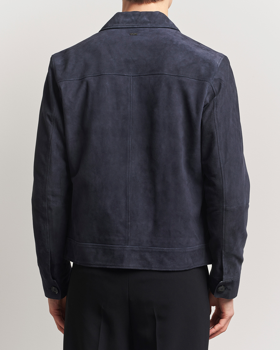 Uomini | Giacche | BOSS BLACK | Malbano Suede Jacket Dark Blue