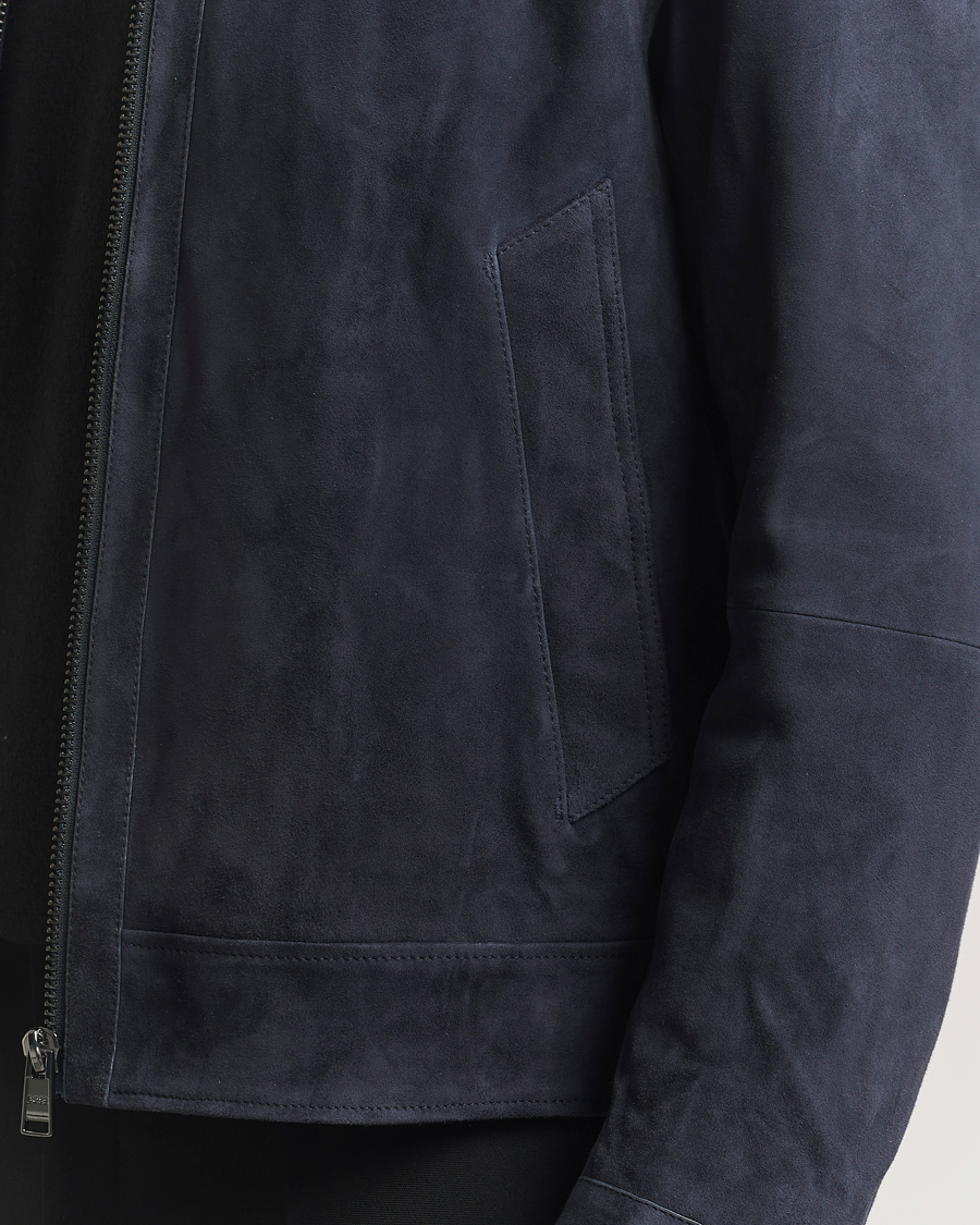Uomini | Giacche | BOSS BLACK | Malbano Suede Jacket Dark Blue