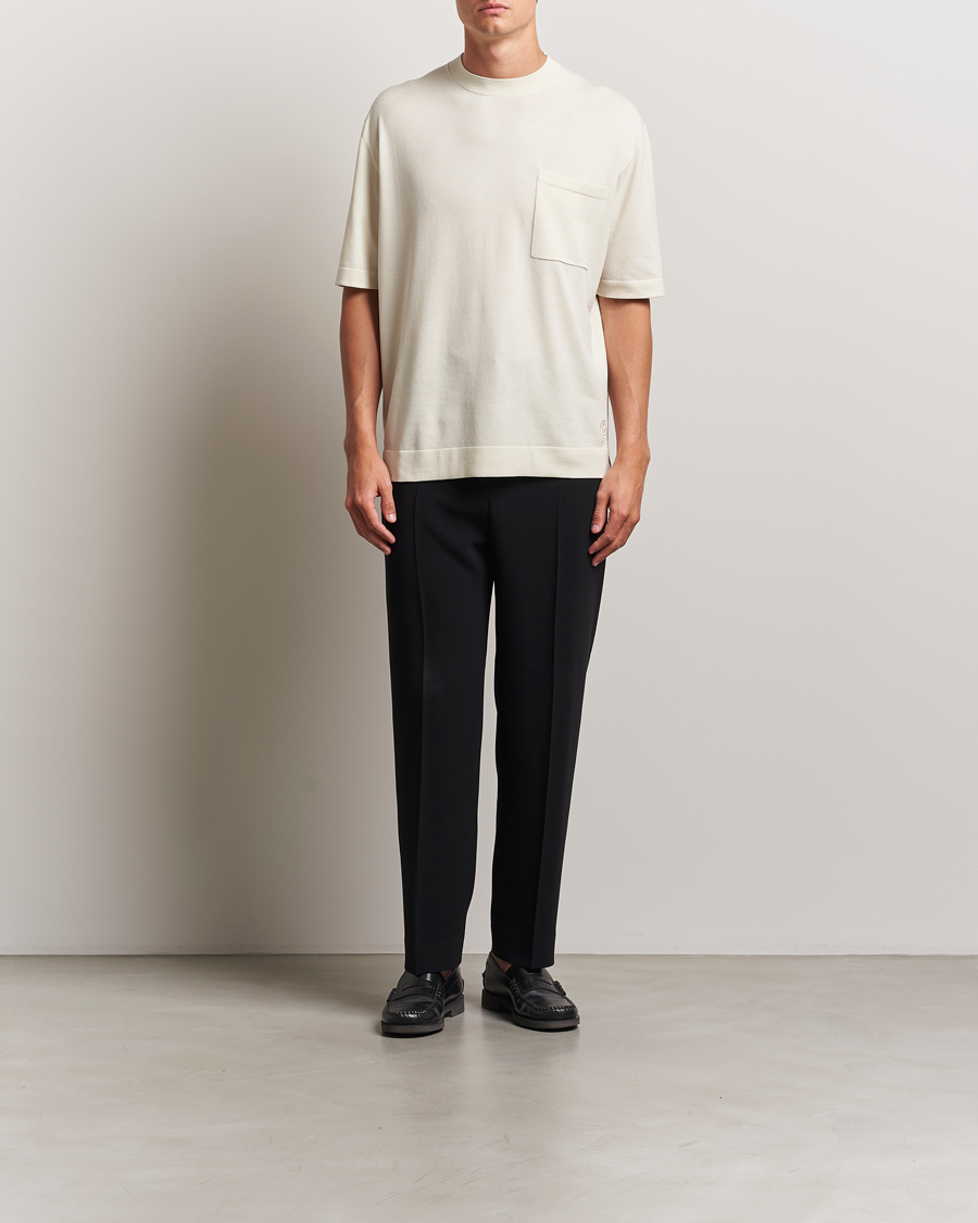 Uomini | T-shirt | BOSS BLACK | Jervaiso Cotton/Silk Knitted T-Shirt Open White