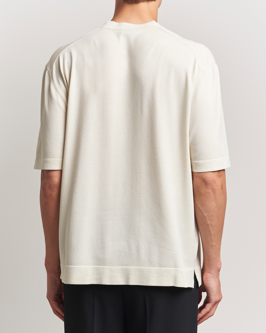 Uomini | T-shirt | BOSS BLACK | Jervaiso Cotton/Silk Knitted T-Shirt Open White