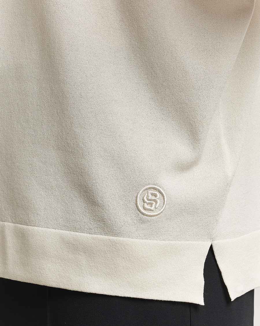 Uomini | T-shirt | BOSS BLACK | Jervaiso Cotton/Silk Knitted T-Shirt Open White