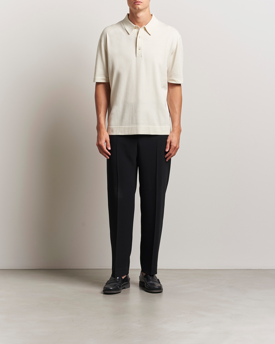 Uomini | Polo | BOSS BLACK | Jervasoni Cotton/Silk Knitted Polo Open White