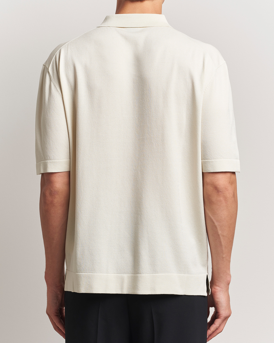 Uomini | Polo | BOSS BLACK | Jervasoni Cotton/Silk Knitted Polo Open White
