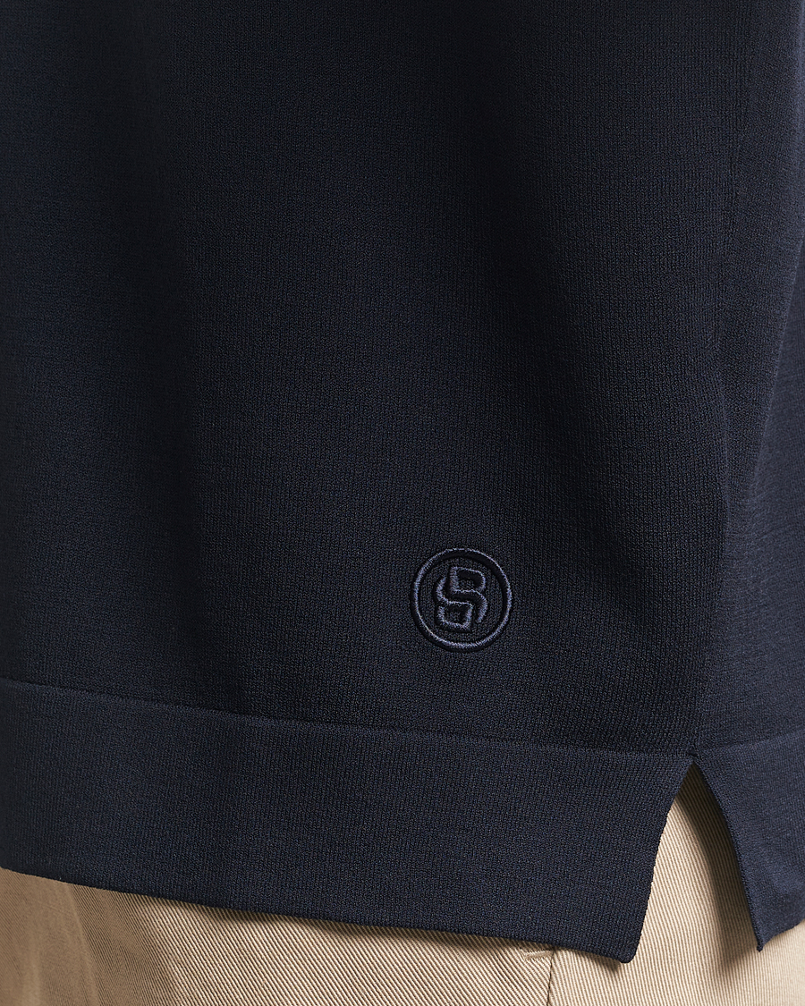 Uomini | Polo | BOSS BLACK | Jervasoni Cotton/Silk Knitted Polo Dark Blue