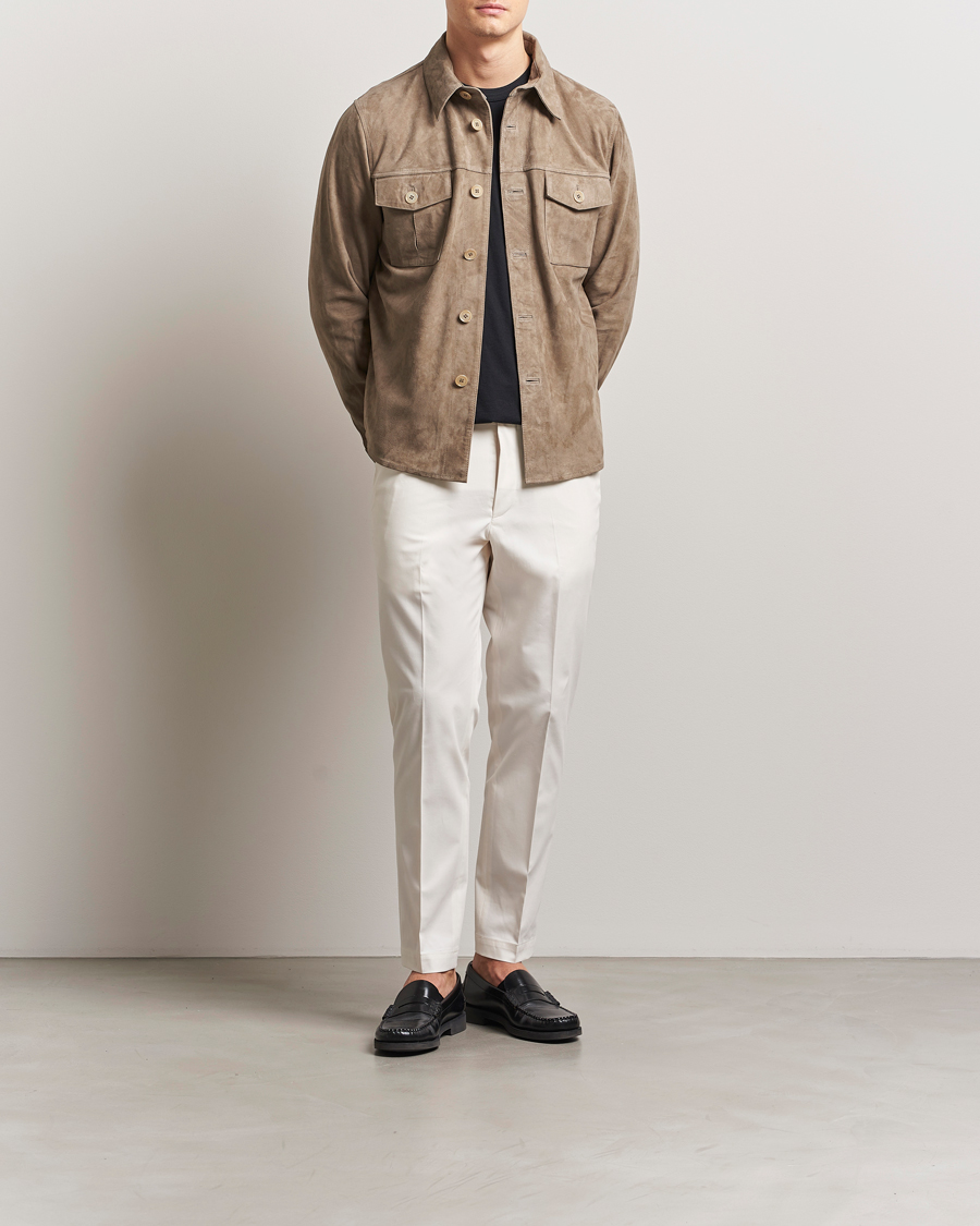 Uomini | Pantaloni | BOSS CAMEL | Kaiton Cotton Pleated Trousers Open White
