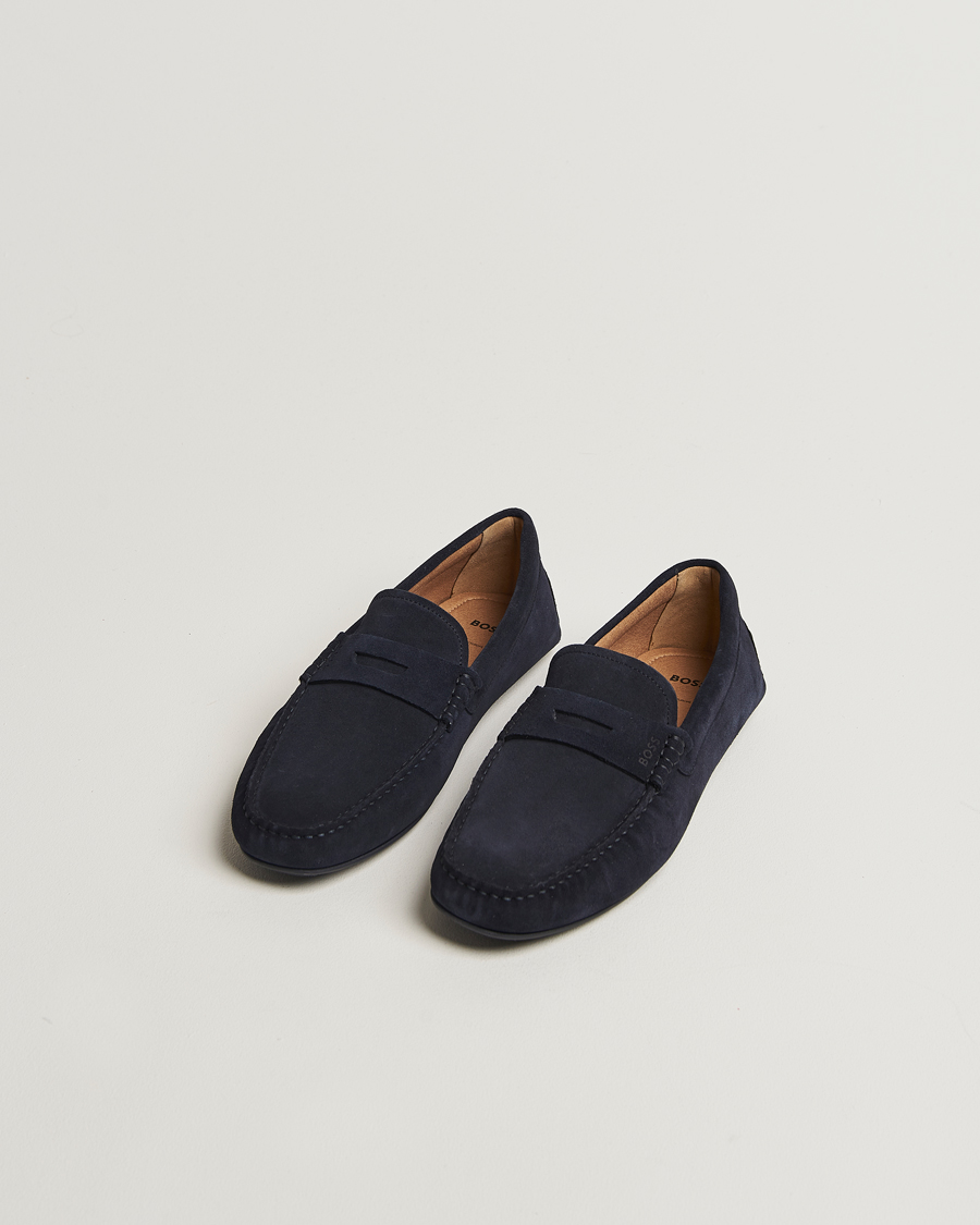 Uomini | Mocassini | BOSS BLACK | Noel Suede Moccasin Dark Blue