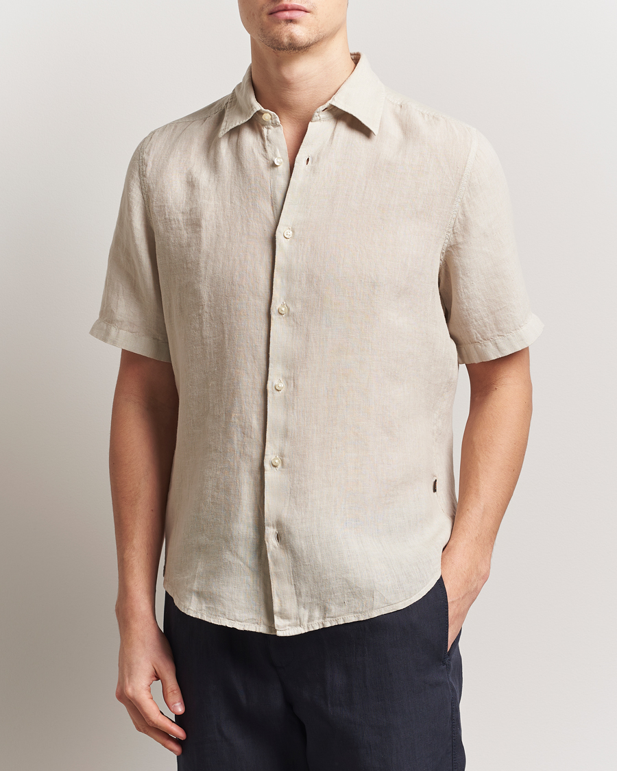 Uomini | Camicie | BOSS ORANGE | Rash Linen Short Sleeve Shirt Light Beige
