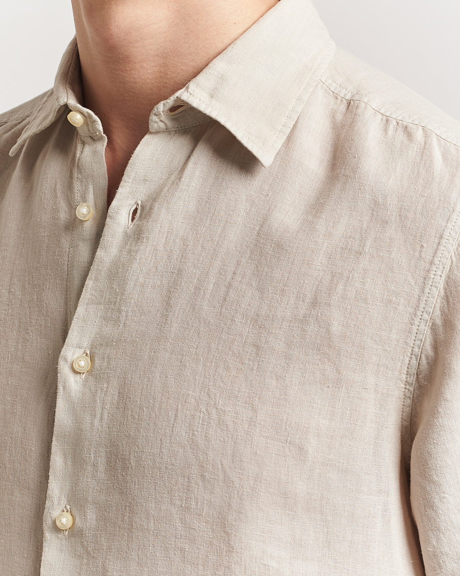 Uomini | Camicie | BOSS ORANGE | Rash Linen Short Sleeve Shirt Light Beige
