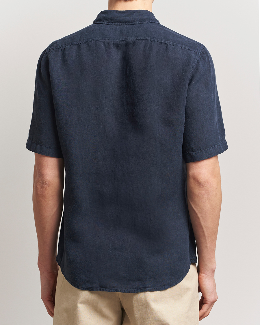Uomini | Camicie | BOSS ORANGE | Rash Linen Short Sleeve Shirt Dark Blue