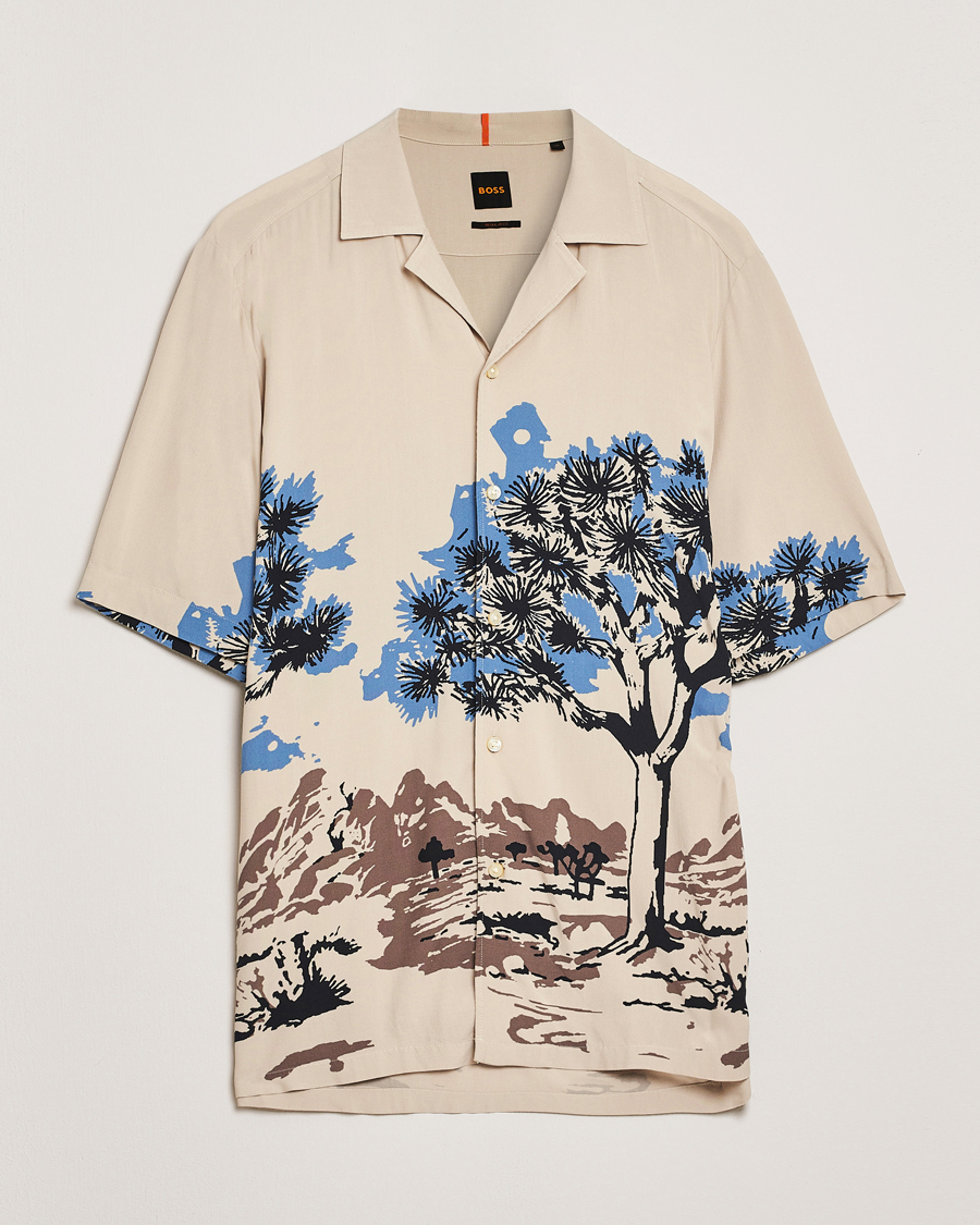 Uomini | Camicie | BOSS ORANGE | Rayer Printed Short Sleeve Shirt Light Beige