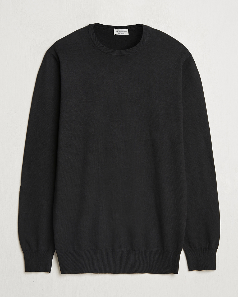 Uomini | Maglieria | Morgano | Supersoft Egyptian Cotton Crew Neck Black