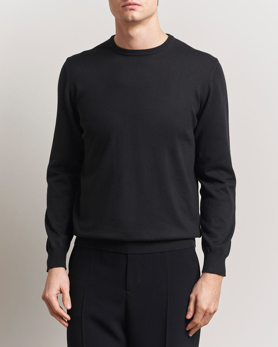 Uomini | Maglieria | Morgano | Supersoft Egyptian Cotton Crew Neck Black