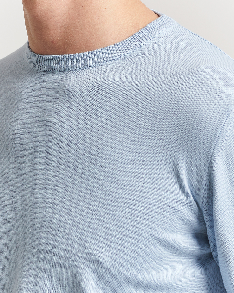 Uomini | Maglieria | Morgano | Supersoft Egyptian Cotton Crew Neck Light Blue