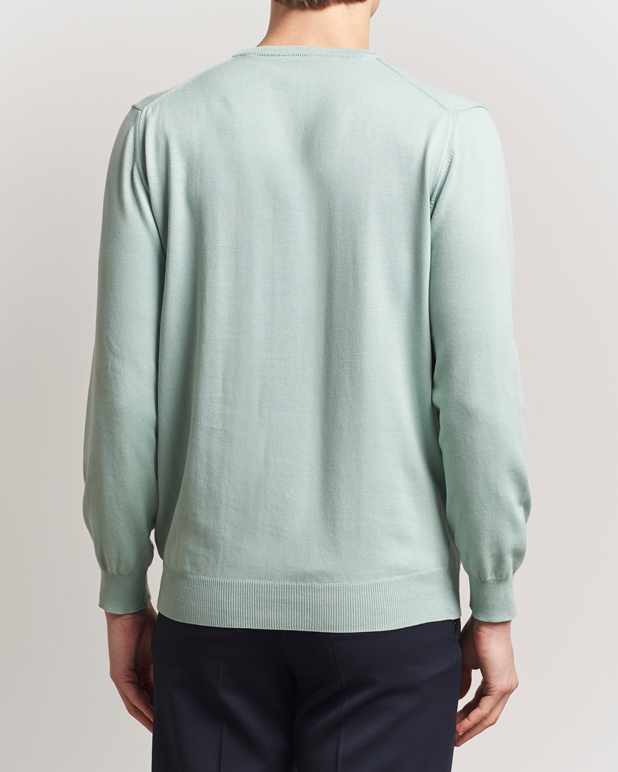Uomini | Maglieria | Morgano | Supersoft Egyptian Cotton Crew Neck Light Green
