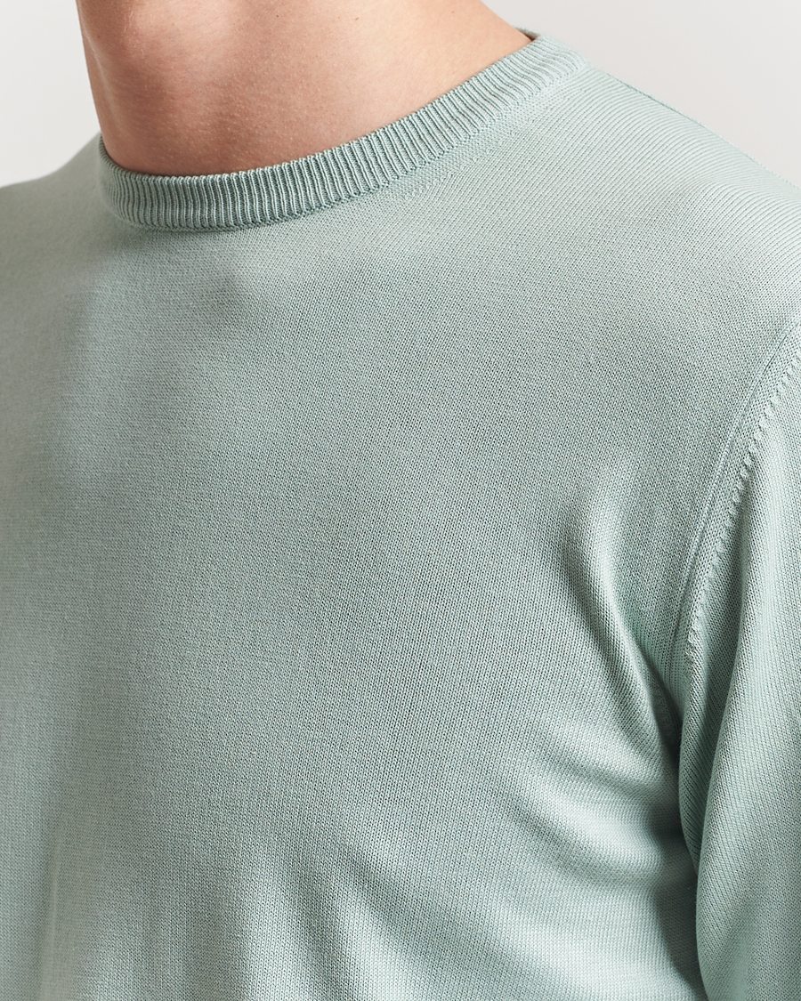 Uomini | Maglieria | Morgano | Supersoft Egyptian Cotton Crew Neck Light Green