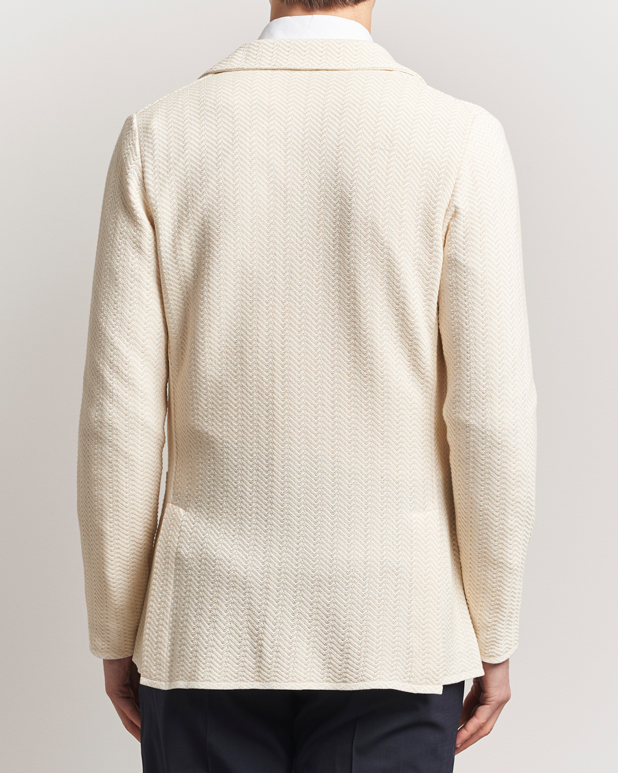 Uomini | Blazers | Lardini | Knitted Cotton Structured Blazer White/Beige