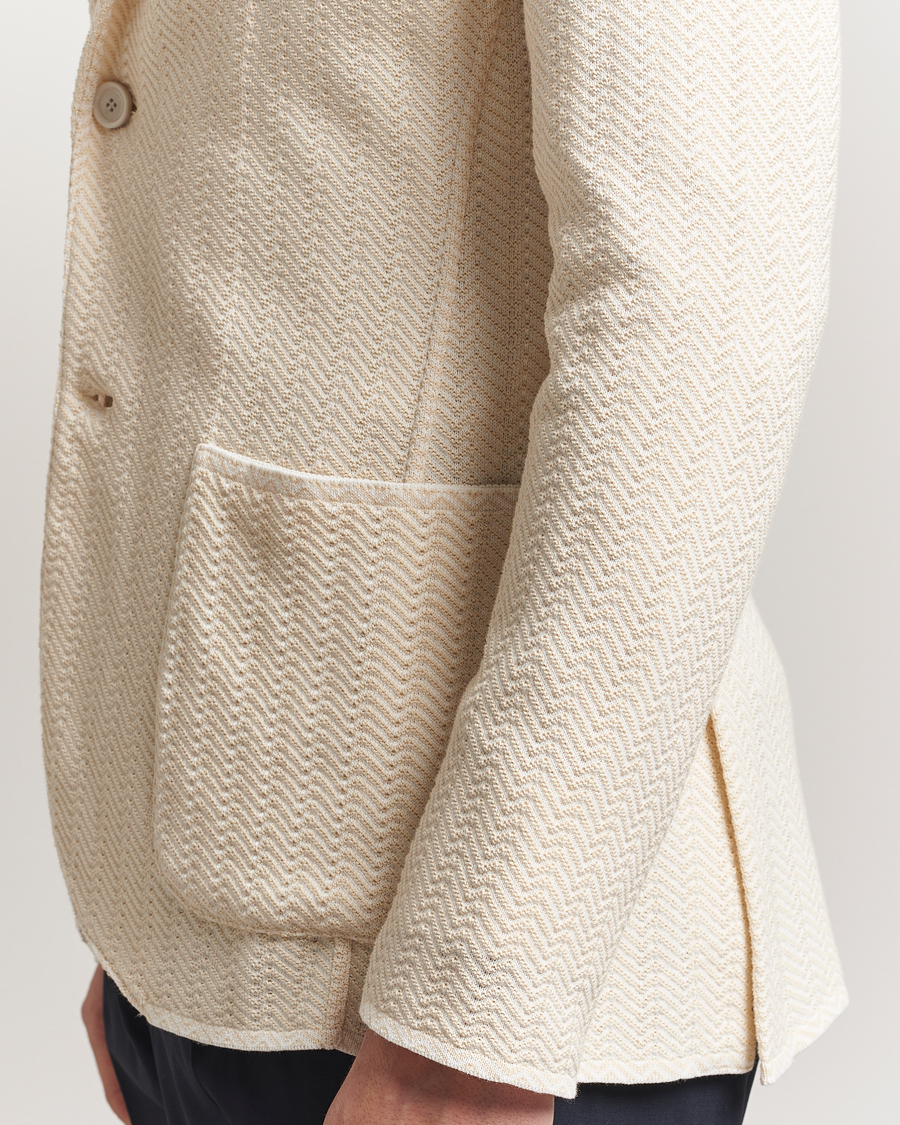 Uomini | Blazers | Lardini | Knitted Cotton Structured Blazer White/Beige
