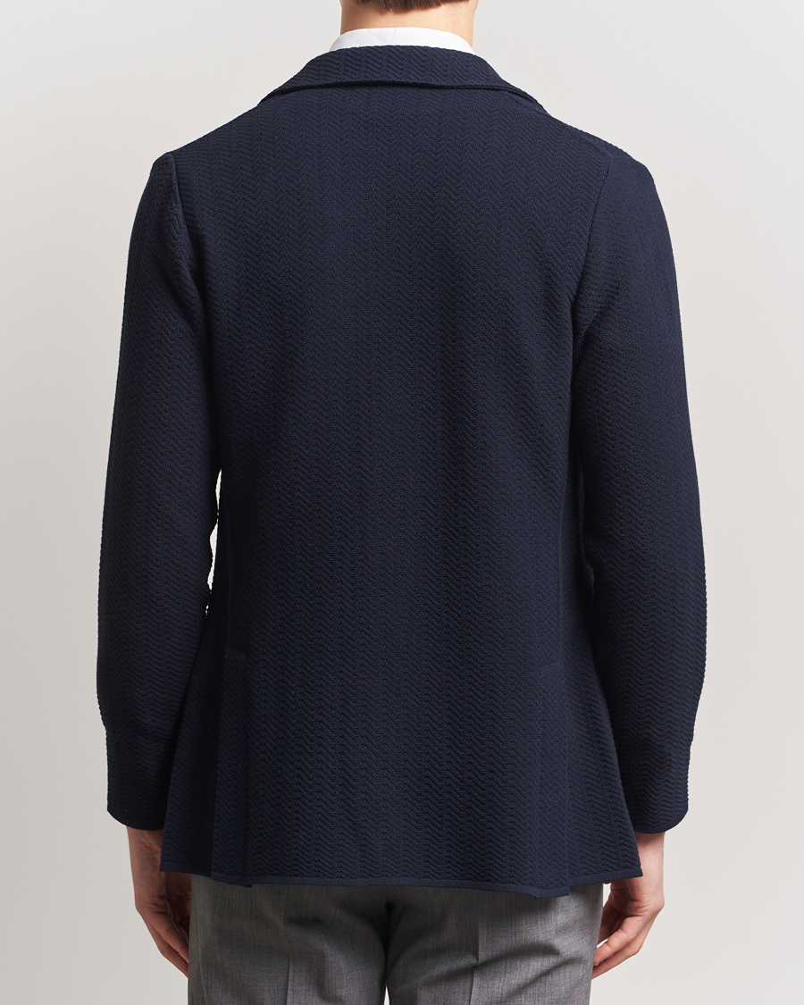 Uomini | Blazers | Lardini | Knitted Cotton Structured Blazer Navy