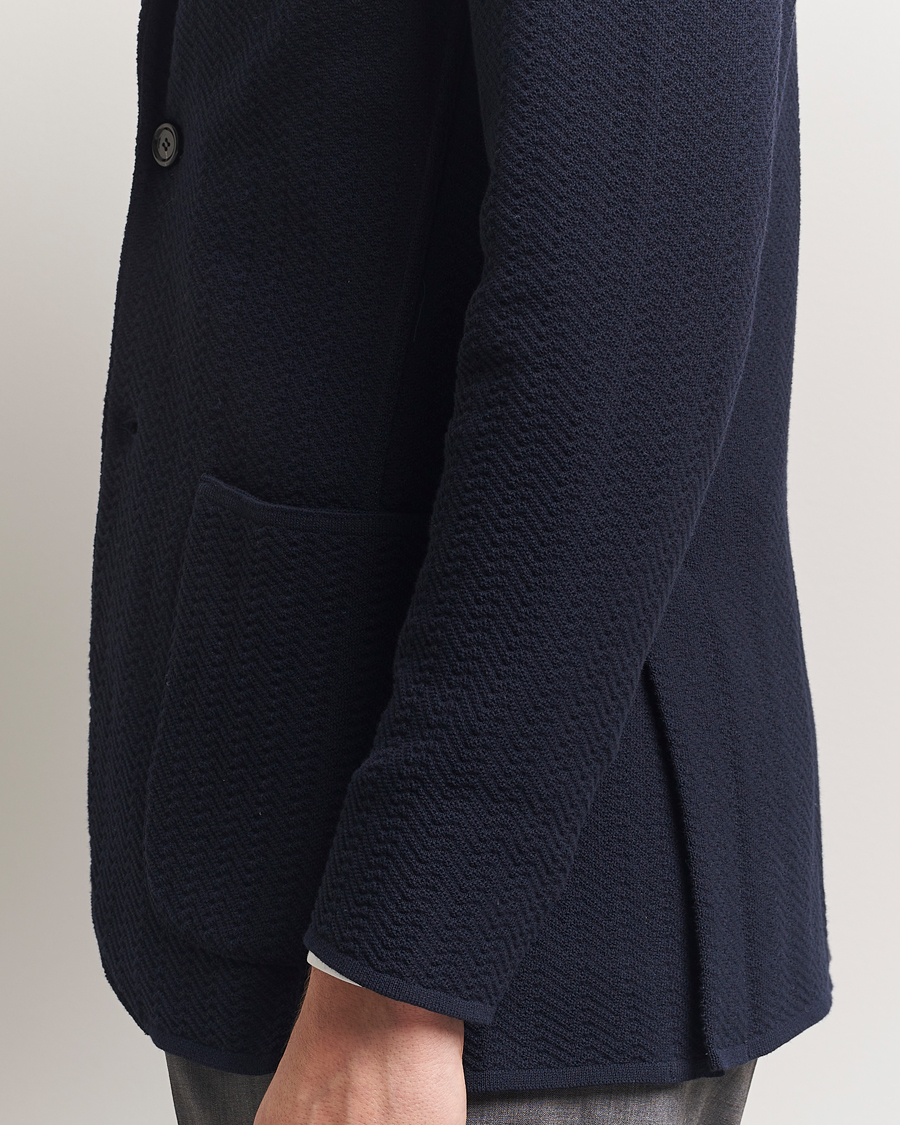 Uomini | Blazers | Lardini | Knitted Cotton Structured Blazer Navy