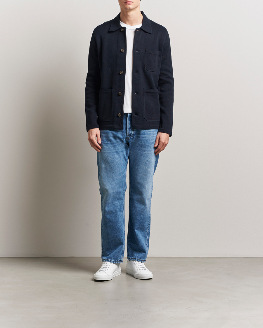 Uomini | Camicie | Morris | Jake Knitted Shirt Jacket Navy