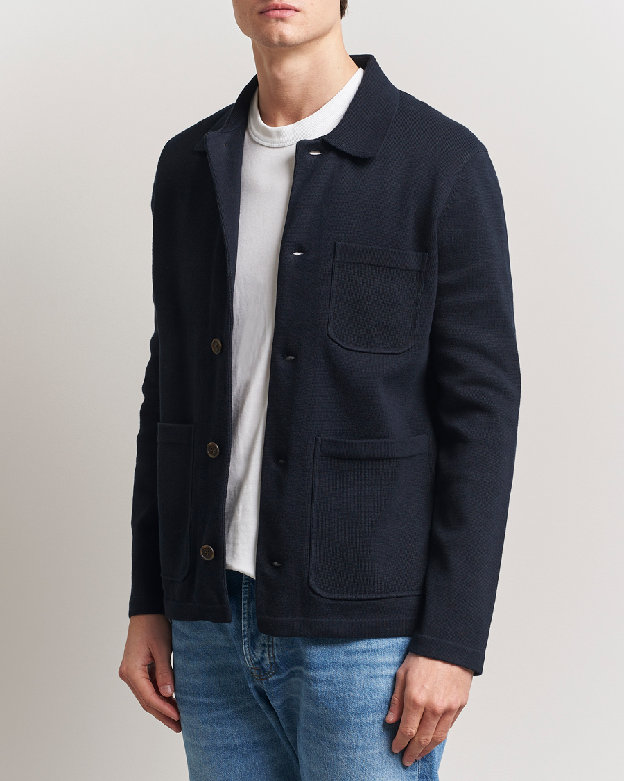Uomini | Camicie | Morris | Jake Knitted Shirt Jacket Navy
