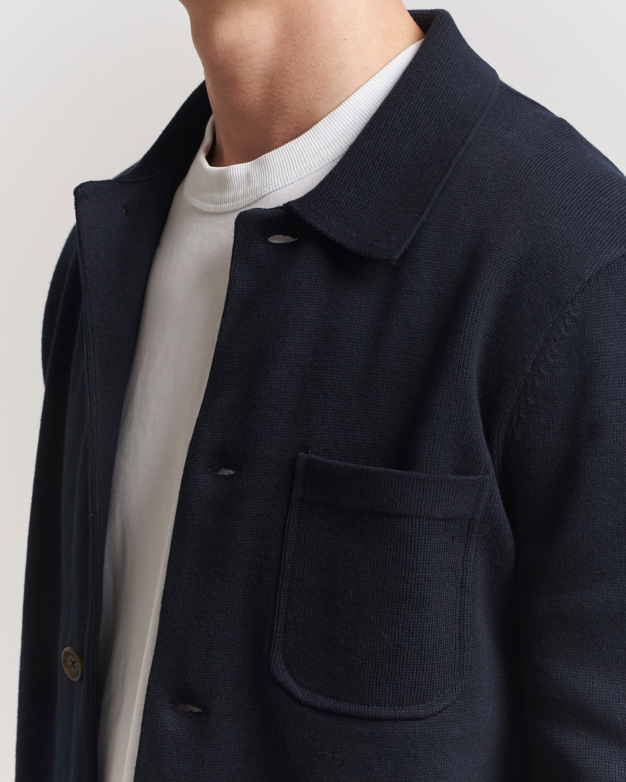 Uomini | Camicie | Morris | Jake Knitted Shirt Jacket Navy