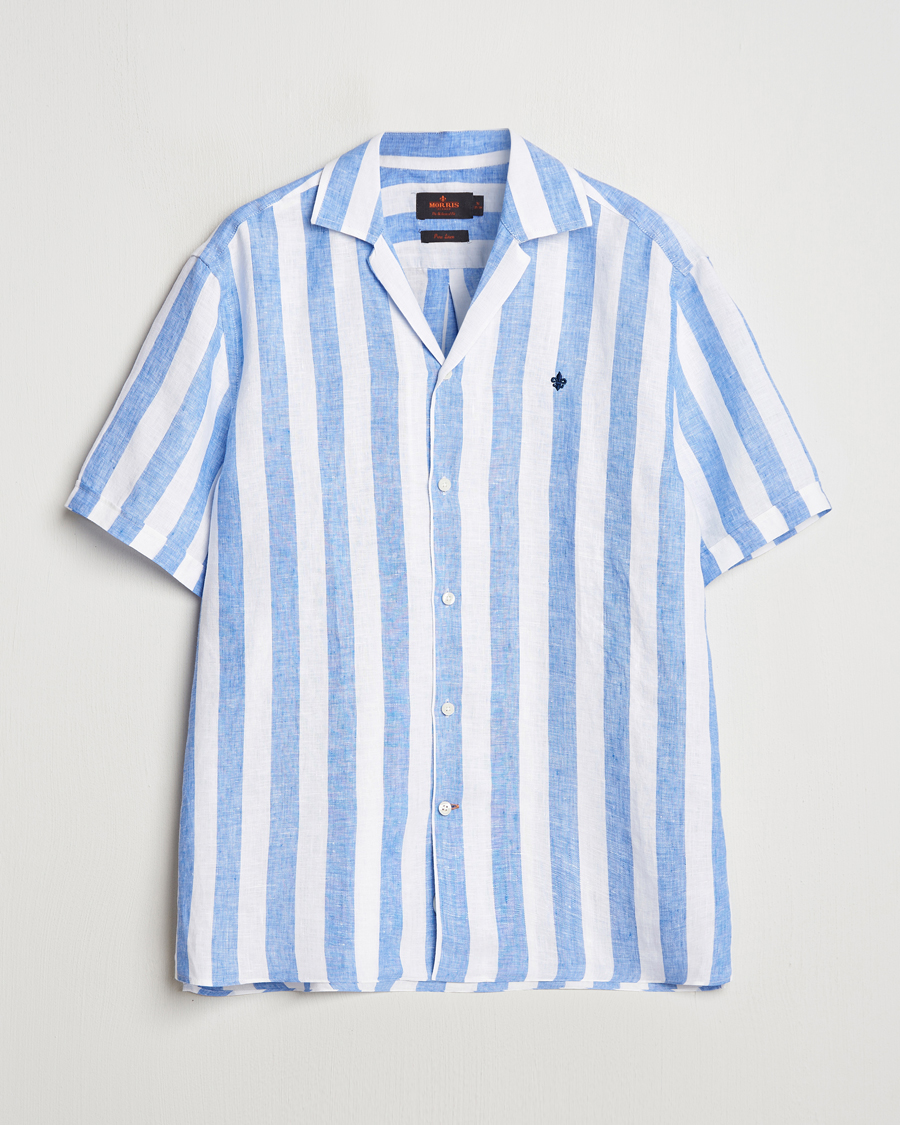 Uomini | Camicie | Morris | Resort Linen Shirt Blue