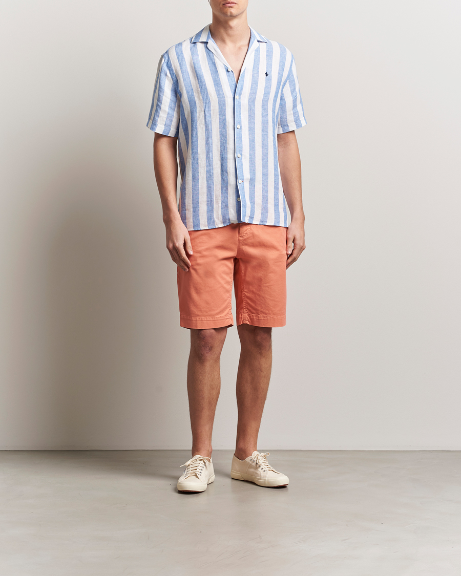 Uomini | Camicie | Morris | Resort Linen Shirt Blue