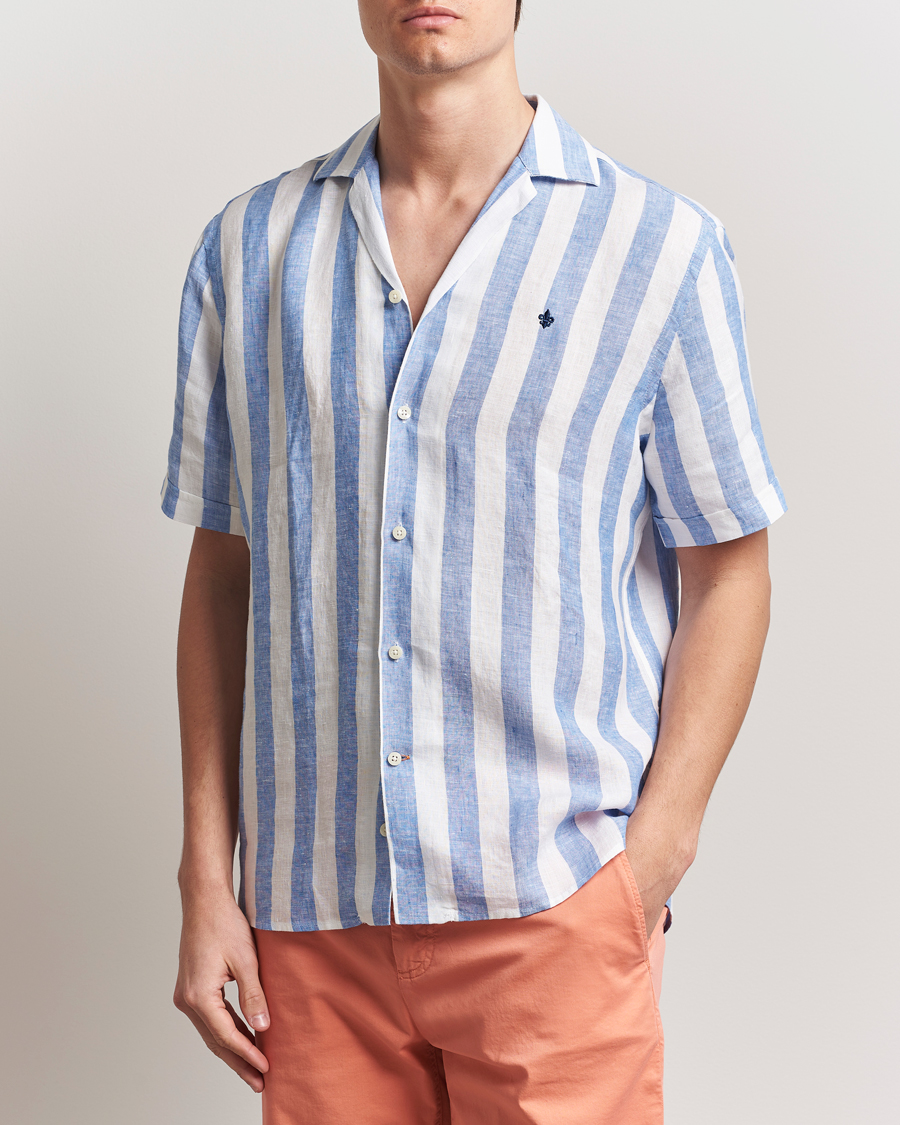 Uomini | Camicie | Morris | Resort Linen Shirt Blue