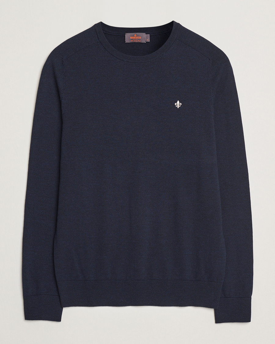 Uomini | Maglieria | Morris | Merino O-Neck Navy