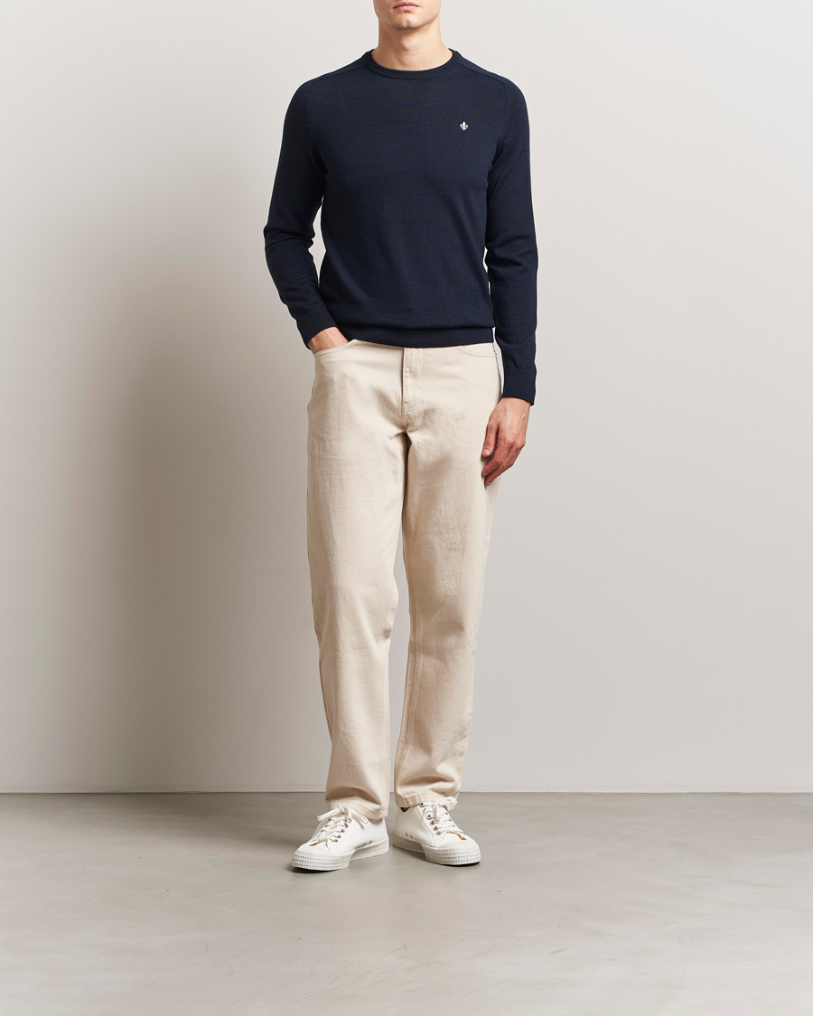 Uomini | Maglieria | Morris | Merino O-Neck Navy