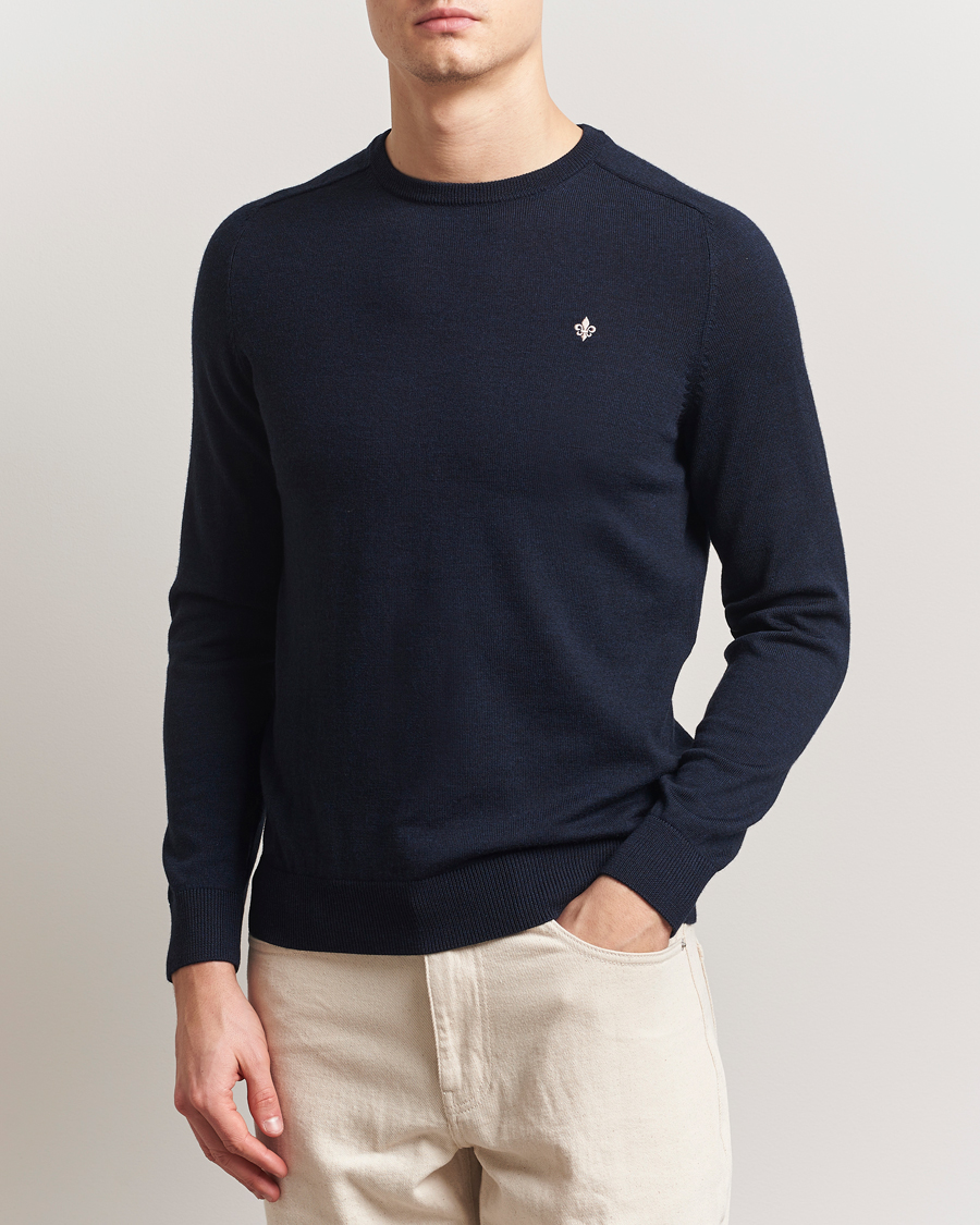Uomini | Maglieria | Morris | Merino O-Neck Navy