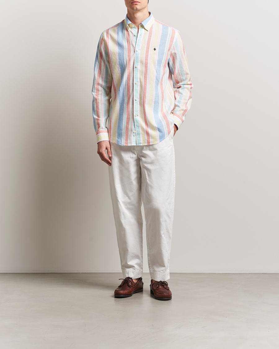 Uomini | Camicie | Morris | Happy Linen Striped Shirt Yellow